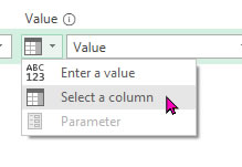 Choose select a column for conditional column in power query
