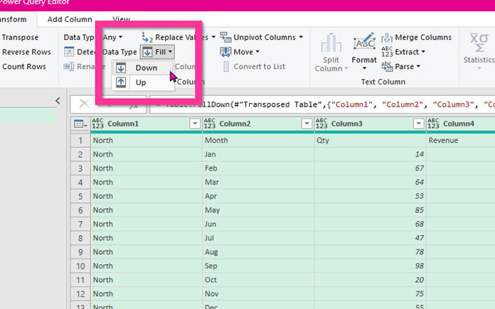Fill down data to get it ready for a pivot table