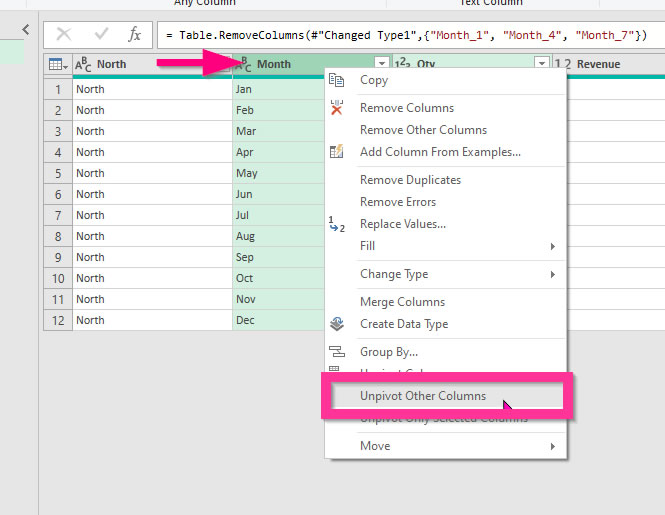 unpivot other columns in 