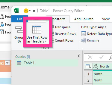 Use first row as headers - Get data ready for Pivot Table